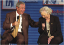 Myrtle Jones, 80 of Rancho Cucamonga, has a moment with President George W. Bush as he talks about Medicare at the James L. Brulte Senior Center in Rancho Cucamonga, August 29, 2005.  Thomas R. Cordova / Staff Photographer